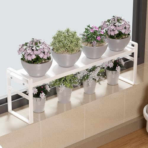 Extendable Narrow Tall Storage Shelf for Windowsill & Kitchen, White