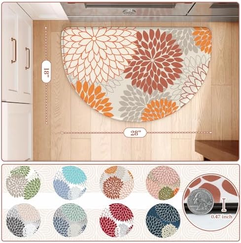 KIMODE Half Circle Fall Kitchen Mats for Floor Cushioned Anti Fatigue Rug