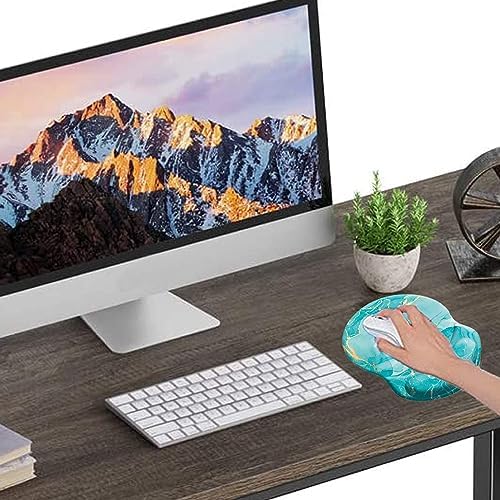 Mouse Pad Ergonomic Mouse Pad with Wrist Support Pain Relief Comfort Wrist Rest Pad with Non-Slip PU Base for Gaming, Home, Office & Travel, Green Marble