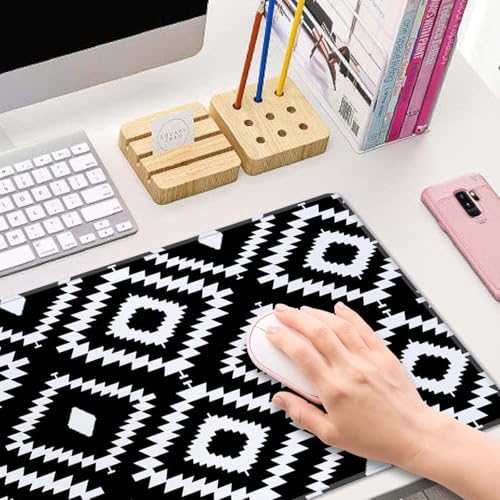 Desk Mat Large Mouse Pad, Black White Geometric Aesthetic XL Mouse Pad Extended Full Desk Gaming Mousepad XL Long Keyboard Mouse Mat Desk Pad 31.5''X11.8'' Desk Accessories for Women Men