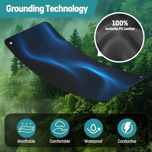 Grounding Mat for Bed King, Premium Conductive Grounding Mat with 15ft Grounding Cord, Breathable & Non-Slip Grounding Mattress Pad for Sleeping, 27 * 78Inch