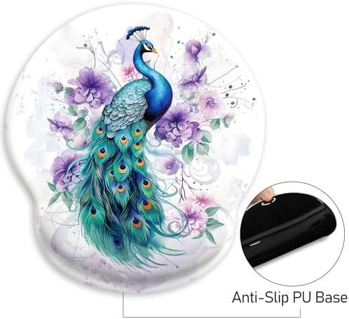 Blusabaca Peacock Mouse Pad Wrist Rest Ergonomic Mousepad Wrist Support