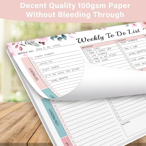 TREES Weekly To-Do List Notepad, 52-Week Desk Planner Organizer, 8.5" x 11"