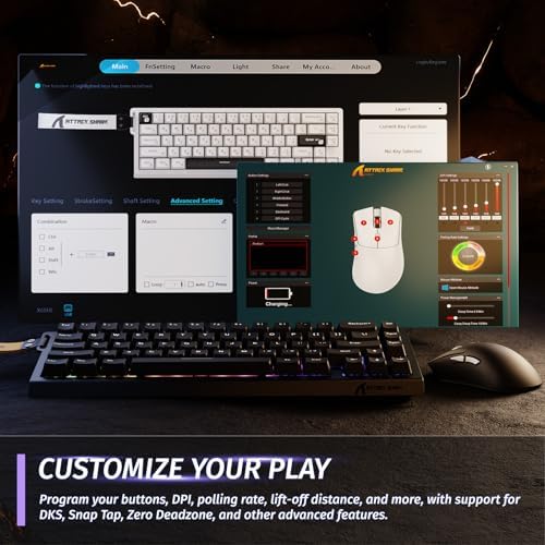 ATTACK SHARK X68 HE 60% Wired RT 8K Keyboard and Wireless R1 Mouse-Black