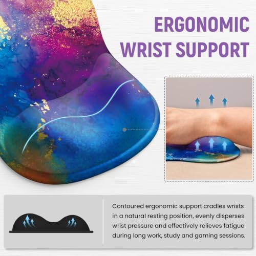 Ergonomic Mouse Pad with Wrist Rest, Gel Wrist Support, Gold Splash