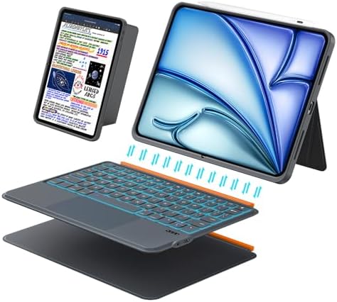 iPad Air 11 inch Case with Keyboard (M4/M3/M2, 2026/2025/2024), Pro 11, iPad A16 11th/10th, Magnetic Detachable Keyboard, Trackpad, Backlit, Adjustable Stand, Slim for Air 5th/4th Gen 10.9 inch (Gray)