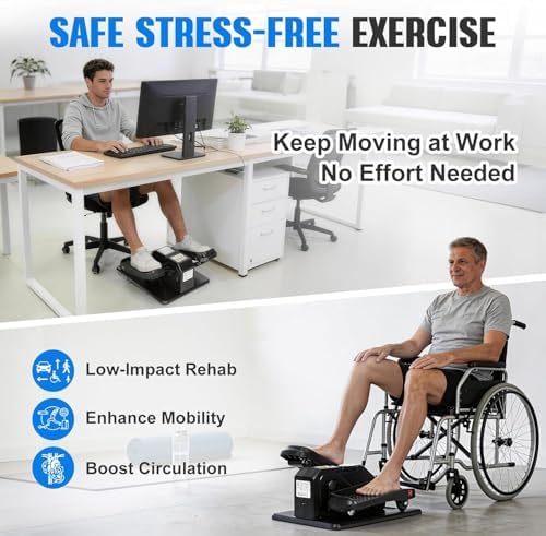 TABEKE Under Desk Elliptical Machine, Electric Ellipse Leg Exerciser for Senior with Remote Control & 12 Speeds, Portable Quiet Electric Seated Pedal Exerciser for Home with Display Monitor 2668