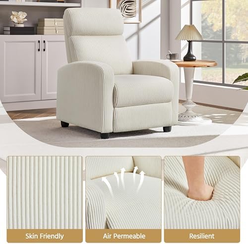 Yaheetech Recliner Chair with 3 Adjustable Angles Living Room Chairs Beige