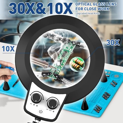 Helping Hands Soldering Station, 10X 30X Magnifying Glass with Light