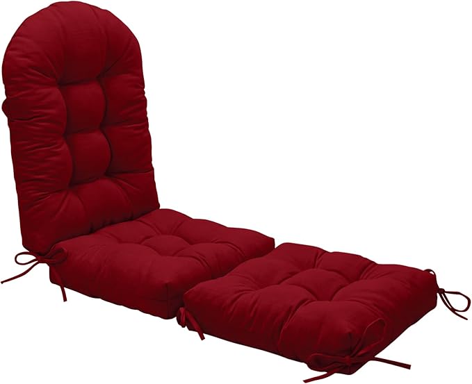 Rocking Chair Cushion Set - Soft Chenille 2-Piece Seat & Ottoman Pad, Tufted Non-Slip Design, High-Density Foam Nursery Glider Cushions, All-Season Indoor/Outdoor Rocker Comfort, Red
