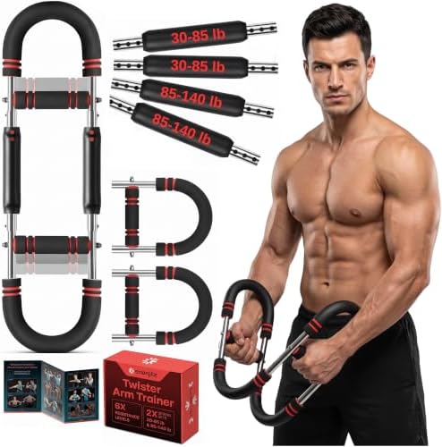 Twister Arm Trainer | Chest Workout Equipment Also for Biceps, Shoulders, Forearms, Back, Legs; Arm Chest Trainer for Men, Women, Beginners, Pros | 2 Spring Sets, 30-140 lbs