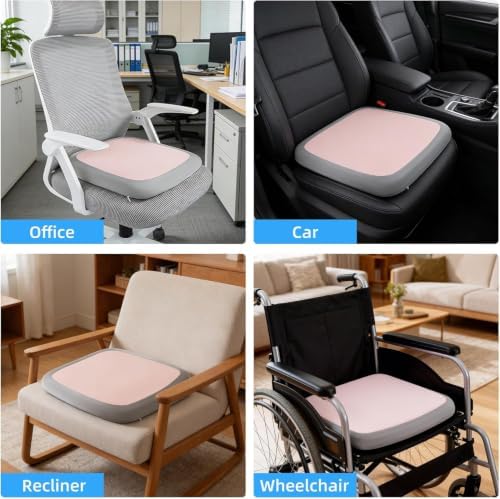 SheRest Office Chair Cushion with Straps, Memory Foam Seat Cushion with Removable Cover, Suitable for Office Chairs, Car Seats, and Airplane Seats, Pink, Large