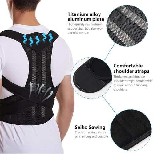 New Upper Back Posture Corrector Posture Clavicle Support Corrector for Women and Men Back Lumbar Support Shoulder Posture Support for Improve Posture Provide (Color : Black, Size : S)