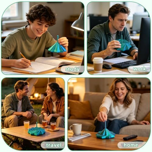 3D Printed Expanded Sensory Fidget Star, Fractal Stress Relief Spinning Tower Toy with Handle, Polygonal Honeycomb Whirling Spiral Design, Stocking Stuffers Gift for Adults Teens ADHD Office Desk