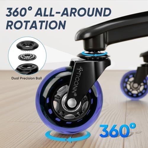 TICONN Office Chair Wheels, 3" Caster Wheels for Tile Carpets, Set of 5