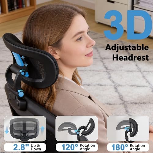 Office Chair, Ergonomic Computer Desk Chair with 3D Headrest