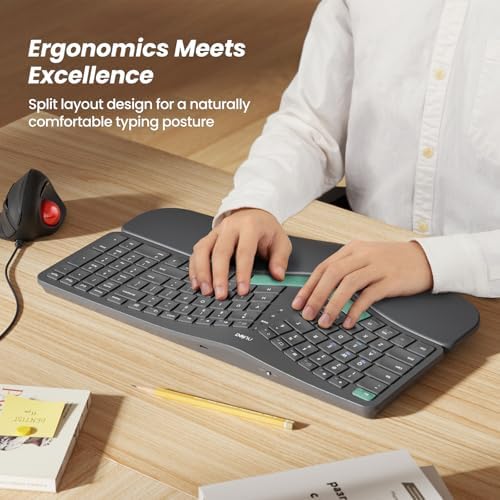 Nulea Ergonomic Split Keyboard Wireless Cushioned Wrist Rest Rechargeable