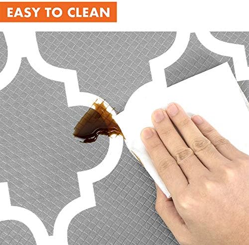 OPUX Anti Fatigue Kitchen Floor Mat, Reversible Cushioned Memory Foam Kitchen Rug Pad, Waterproof Non-Slip Padded Comfort Standing Mat Laundry Home 47x17 (Farmhouse Grateful Moroccan)