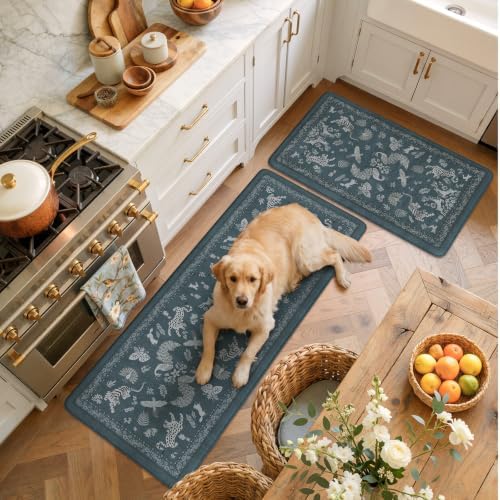 LEEVAN Anti Fatigue Kitchen Mats for Floor, Cushioned Kitchen Mat Set 2PCS