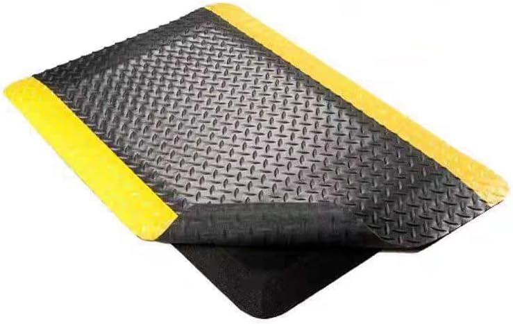 1 Pack Odorless Anti-Fatigue Mat Anti-Static Anti-Fatigue Inline Foot Mat (Black bottom yellow edge,0.9Mx0.6Mx20mm)