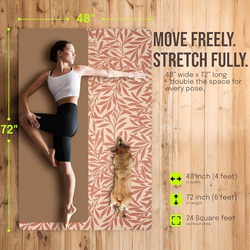 Gogokiwi Large Yoga Mat (6'x4') – 1/4" & 1/2" Thick Exercise Mats for Home Workout, Extra Wide Workout Mats for Home Gym, Yoga, Pilates, Stretching, Floor & More