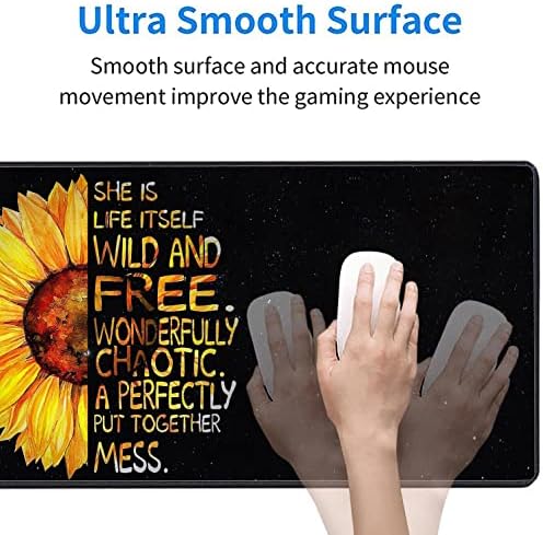 Large Gaming Mouse Pad, Keyboard Wrist Rest pad + Mouse Wrist pad + Coaster Set Extended Waterproof Non-Slip Table mat Suitable for Home Office Learning Games - Watercolor Sunflower
