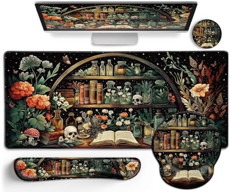 LIMKRIAN Goth Skull Mouse Pad Set Large Desk Mat for Desktop Decor