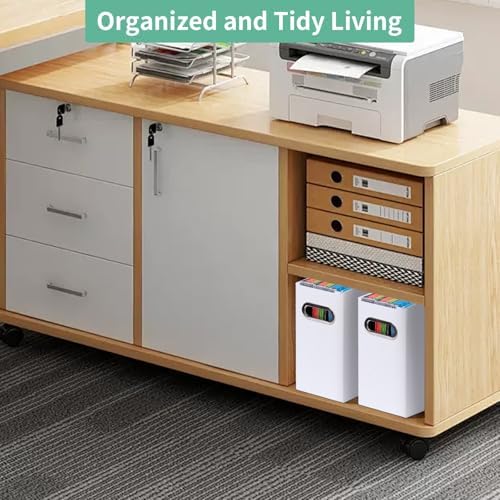 Collapsible File Organizer Box with Handle,12.20x5.11x9.84Inches, Filing Organizer for Home or Office, Small Portable File Box(2 Packs, White)