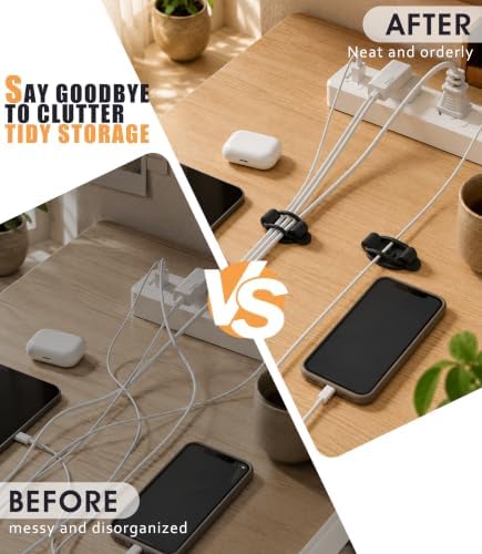 30 Pack Cable Management Clips, Adhesive Cord Holder Organizer