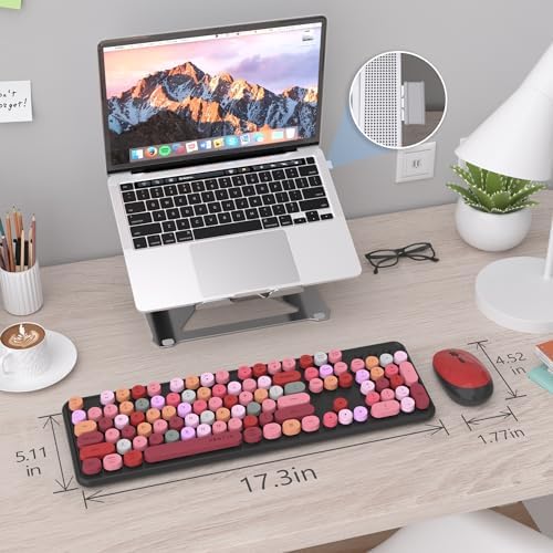 UBOTIE Colorful Wireless Keyboard and Mouse Combo (Black-Colorful)
