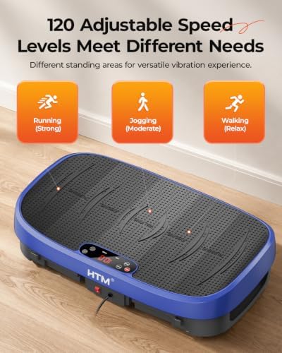 HTM Vibration Plate Exercise Machine, 9 Modes & 120 Speeds, Body Shake Plate with Resistance Bands Slot & Remote Control, Shake Board for Weight Loss Fat Burner Home Fitness Workout