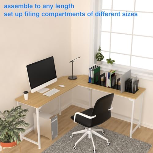 Adjustable Vertical File Sorter Sturdy Plastic Expandable Upright File Holder, Desktop Binder Organizer, School Office File Organizer Bookshelf Divider, Assemble Easily Endlessly, Purple