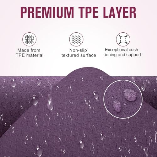 UMINEUX Extra Thick Yoga Mat, 2/5 Inch (10MM), Natural Rubber and TPE Non Slip Yoga Mats with Strap for Women Men, Eco Friendly Exercise Mat for Yoga, Pilates and Home Workout