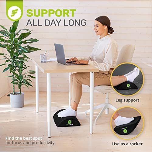 ErgoFoam Foot Rest for Under Desk at Work - Premium Under Desk Footrest - Desk Foot Rest for Lumbar, Back, Knee Pain - Ergonomic Foot Stool Under Desk (Black, Mesh)