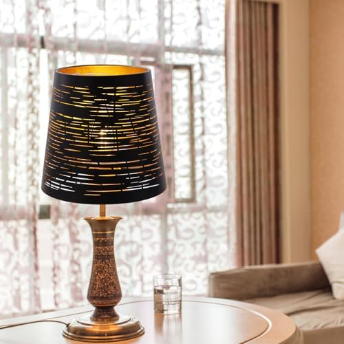 YISUN Chandelier Shades, Mini Lamp Shade, Clip On Lamp Shade Outer Black and Inner Gold, Fit for Wall Lamp Candle Lamp (6, Metal Black/Gold)