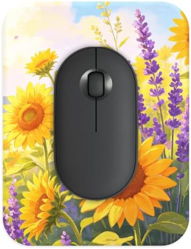 Small Mouse pad, with Edge-Sewn Design, extends Service Life by Twice, occupying the Optimal Size for the Mouse and Wrist Position. (Sunflower)