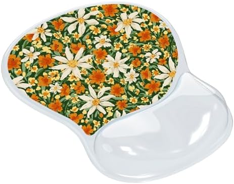 AUPET Ergonomic Mouse Pad with Gel Wrist Support – Non-Slip Mouse Mat with Comfortable Memory Gel Cushion – Relieves Wrist Pain – Designer Pattern for Home Office & Gaming (Sunny Daisy Patch)
