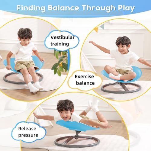 BABAMU Spinning Chair for Autistic Kids, Sensory Swivel Chair, 220LBS Weight Capacity, Autism Sensory Products, Autism Toys, Sensory Toy (Blue, Egg)