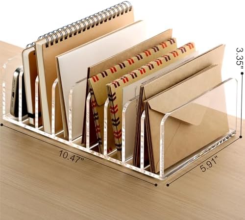 SANRUI Clear Desk Mail Organizer, 9 Slot Acrylic Office Document Sorter