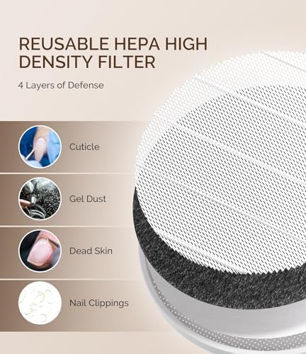 MelodySusie Nail Dust Collector White with Rechargeable UV LED Nail Lamp P-PLUS30G Blue