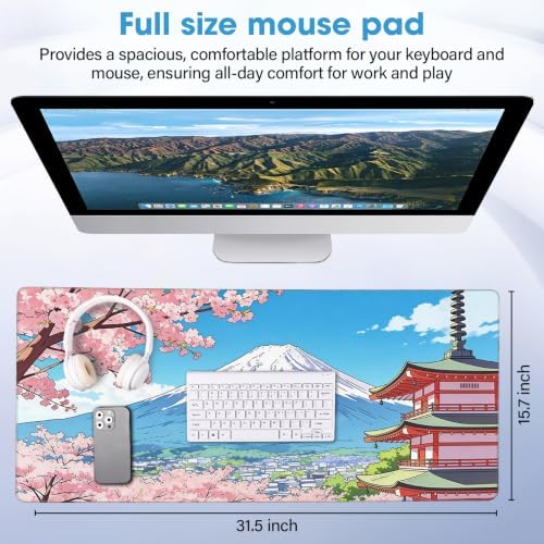 Waterproof Desk Mat 31.5x15.7 Inch - Extra Large Mouse Pad, Building