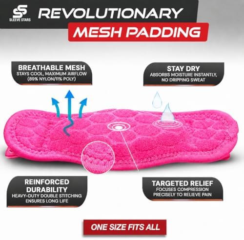 Sleeve Stars Tennis Elbow Brace Men & Women, Fits 9"-23" (Pair/Hot Pink)