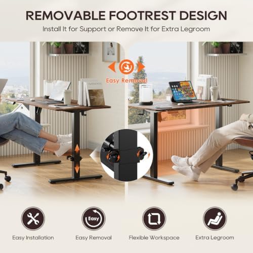 MALOL 47" x 24" Height Adjustable Electric Standing Desk, Rustic Brown