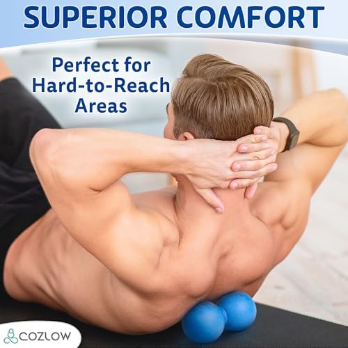 Peanut Massage Ball - Solid TPE - Deep Tissue Pain Relief - Blazing Blue