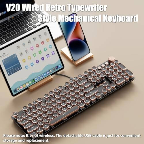 Typewriter Style Mechanical Gaming Keyboard White LED Backlit
