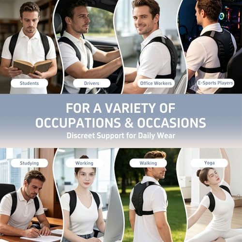 Posture Corrector for Women and Men Back Brace Upper Straightener Instant Support Hunchback Upright Straight Under Shirt Rounded Shoulder Relief Pain Correcting Spine Adjustable (S/M)