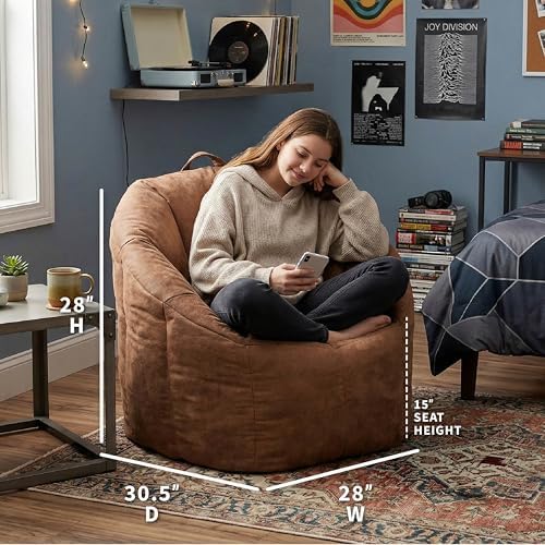 Big Joe Milano Lightweight Kids Bean Bag Chair, Chestnut Eaglet