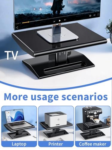 Computer Monitor Stand Riser for Desk,5.7-6.5 Inches Height Adjustable with Storage Drawer & Phone Holder,Workspace Desktop Organizer Monitor Stands Risers Shelf for Computer,Laptop,Printer,TV