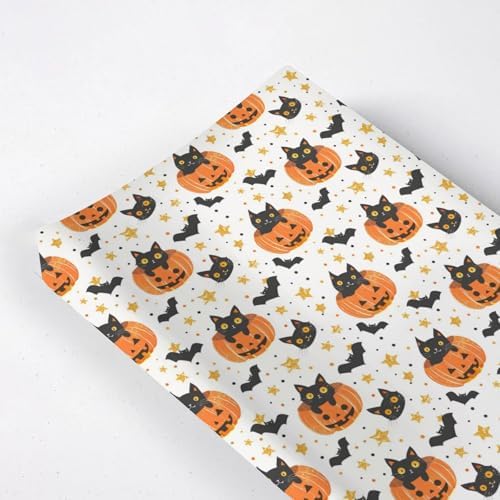Cute Halloween Pumpkin Cat Bats Stars Pattern Baby Changing Pad Cover, Unisex Fall Winter Holiday Nursery Diaper Changing Table Pad Mat Sheet for Boys Girls-16x32