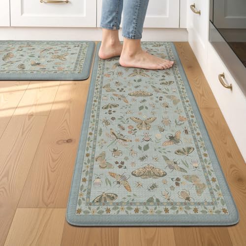 LEEVAN Anti Fatigue Kitchen Mats for Floor, Cushioned Kitchen Mat Set 2PCS